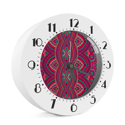 Red Tribal Ethnic Mandala Print Alarm Clock