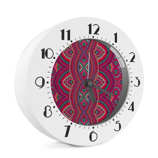 Red Tribal Ethnic Mandala Print Alarm Clock