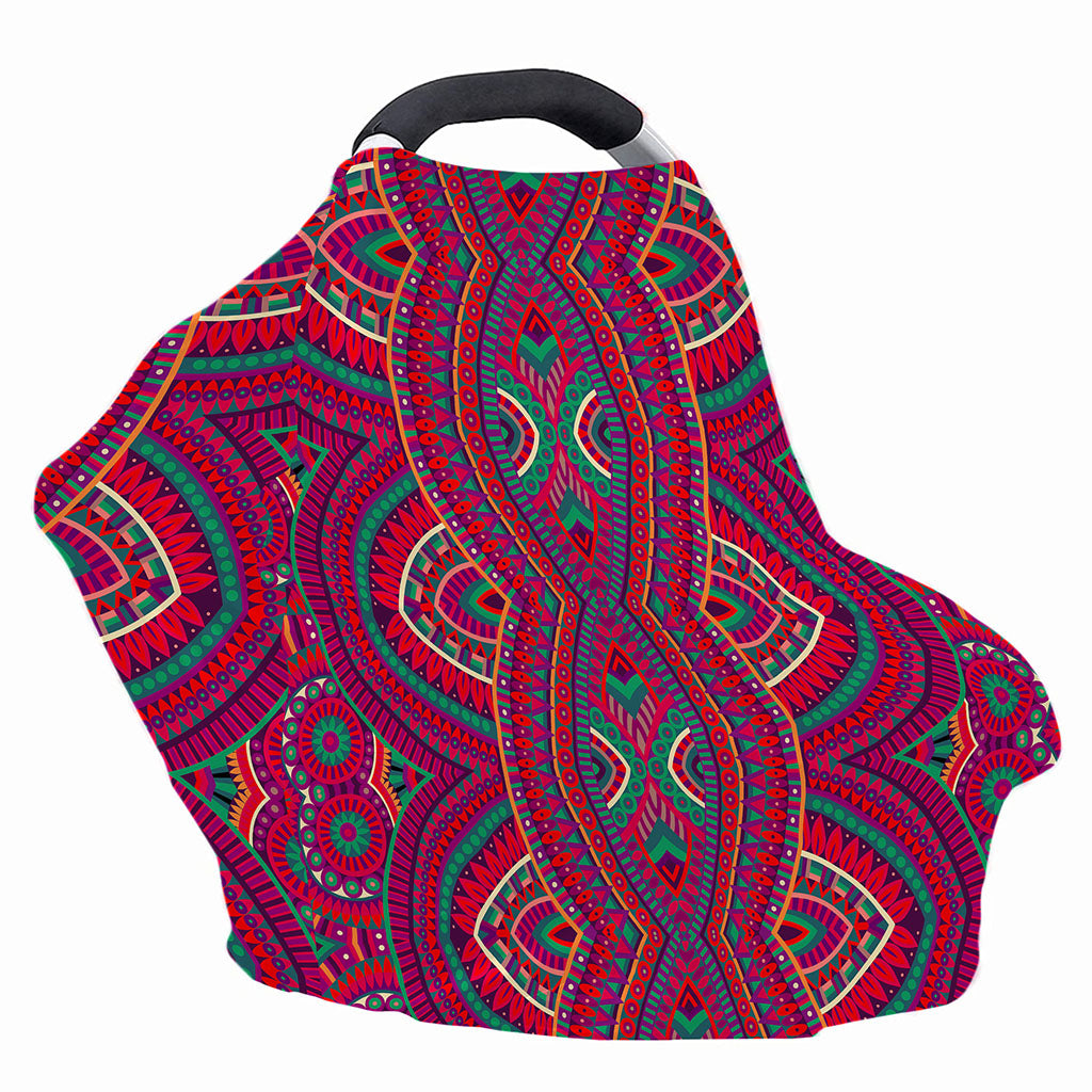 Red Tribal Ethnic Mandala Print Baby Seat Cover