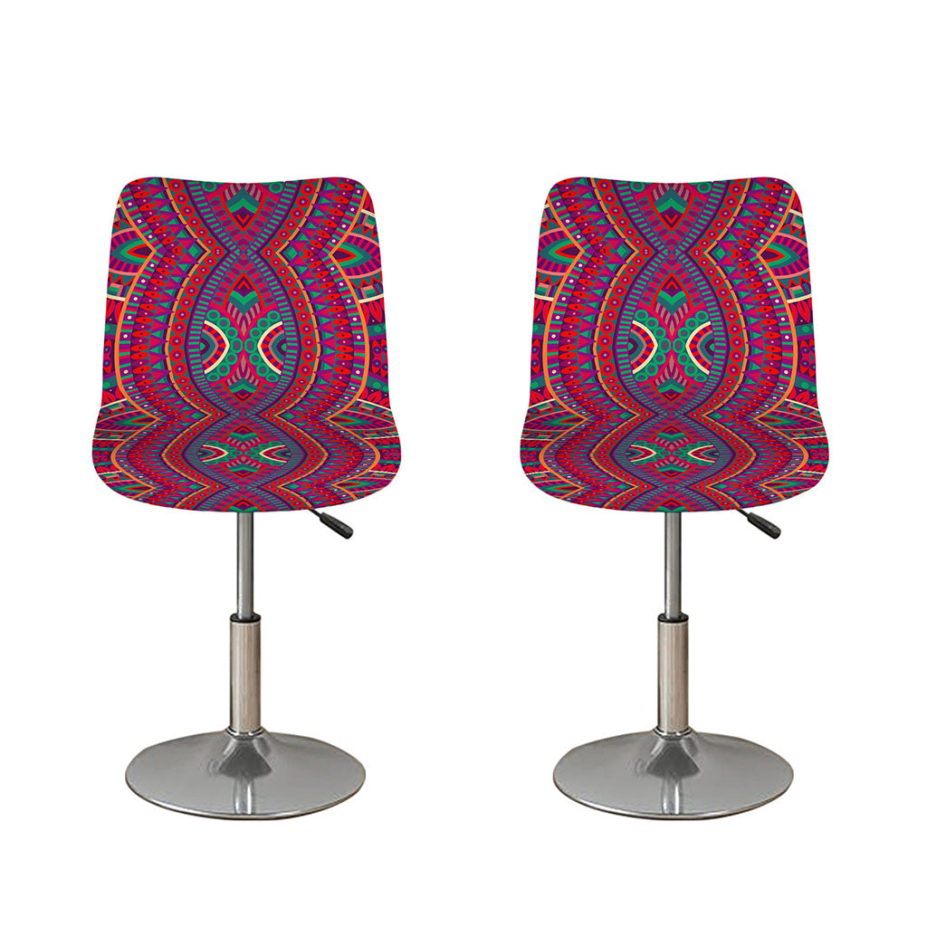 Red Tribal Ethnic Mandala Print Bar Stool Covers