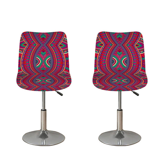 Red Tribal Ethnic Mandala Print Bar Stool Covers