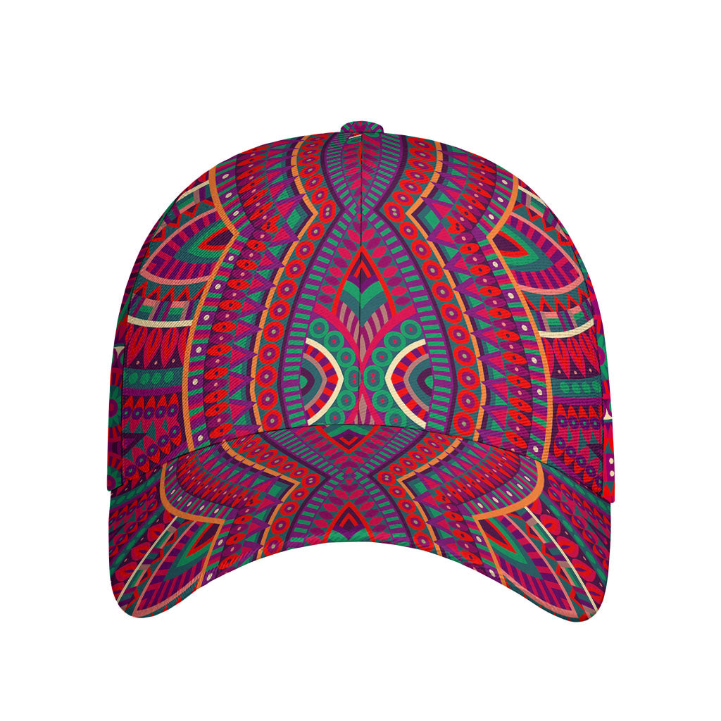 Red Tribal Ethnic Mandala Print Baseball Cap