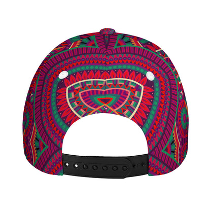 Red Tribal Ethnic Mandala Print Baseball Cap