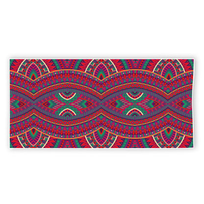Red Tribal Ethnic Mandala Print Beach Towel