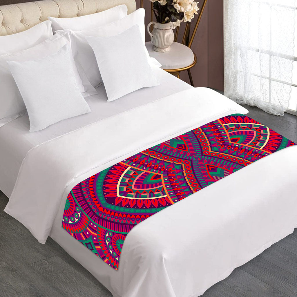 Red Tribal Ethnic Mandala Print Bed Runner