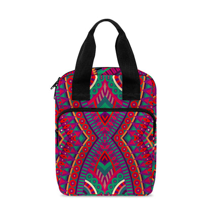 Red Tribal Ethnic Mandala Print Bible Tote Bag