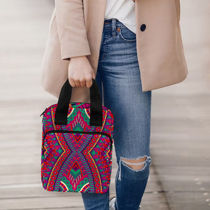 Red Tribal Ethnic Mandala Print Bible Tote Bag