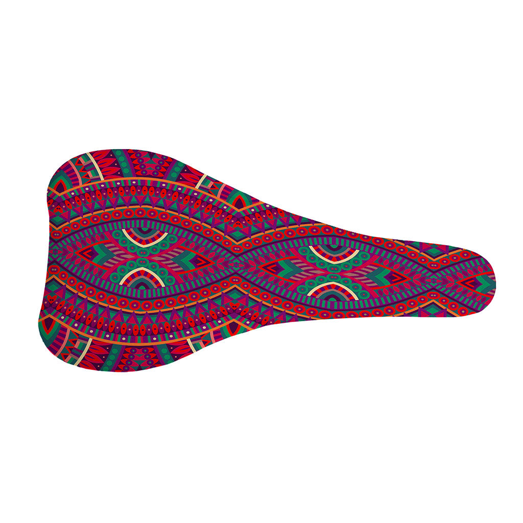 Red Tribal Ethnic Mandala Print Bicycle Seat Cover