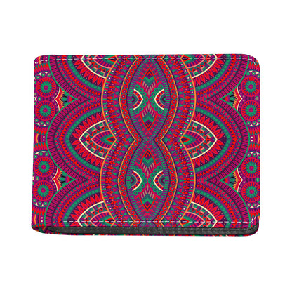 Red Tribal Ethnic Mandala Print Bifold Wallet