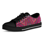 Red Tribal Ethnic Mandala Print Black Low Top Sneakers