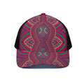 Red Tribal Ethnic Mandala Print Black Mesh Trucker Hat