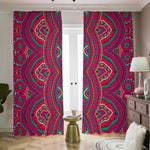 Red Tribal Ethnic Mandala Print Blackout Pencil Pleat Curtains