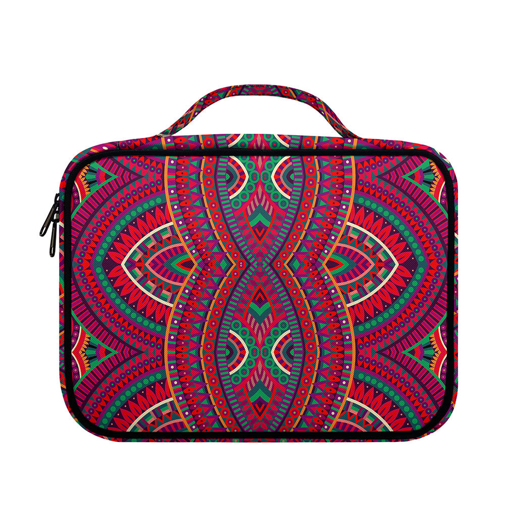 Red Tribal Ethnic Mandala Print Briefcase Bible Bag