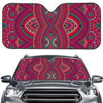 Red Tribal Ethnic Mandala Print Car Windshield Sun Shade