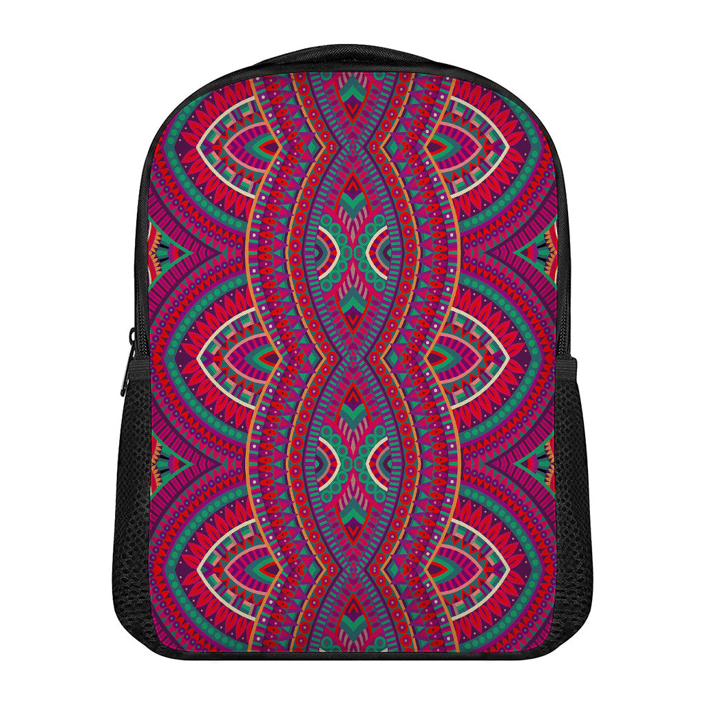 Red Tribal Ethnic Mandala Print Casual Backpack