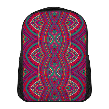 Red Tribal Ethnic Mandala Print Casual Backpack