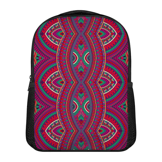 Red Tribal Ethnic Mandala Print Casual Backpack