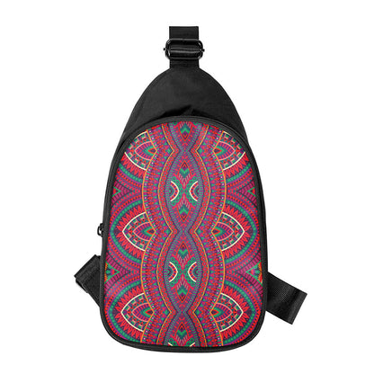 Red Tribal Ethnic Mandala Print Chest Bag