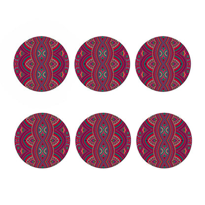 Red Tribal Ethnic Mandala Print Coaster Set