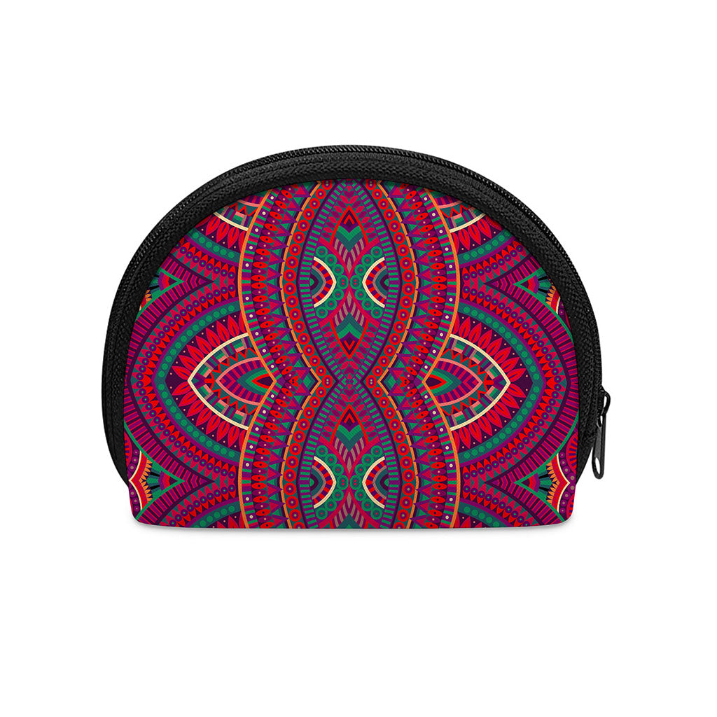 Red Tribal Ethnic Mandala Print Coin Purse