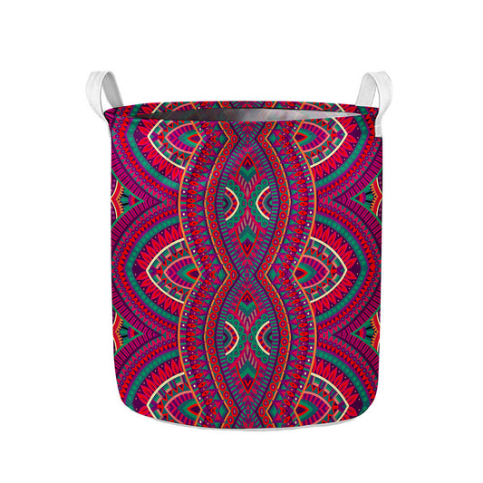 Red Tribal Ethnic Mandala Print Collapsible Laundry Basket