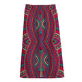 Red Tribal Ethnic Mandala Print Cotton Front Slit Maxi Skirt
