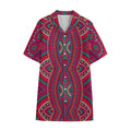 Red Tribal Ethnic Mandala Print Cotton Hawaiian Shirt
