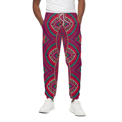 Red Tribal Ethnic Mandala Print Cotton Pants