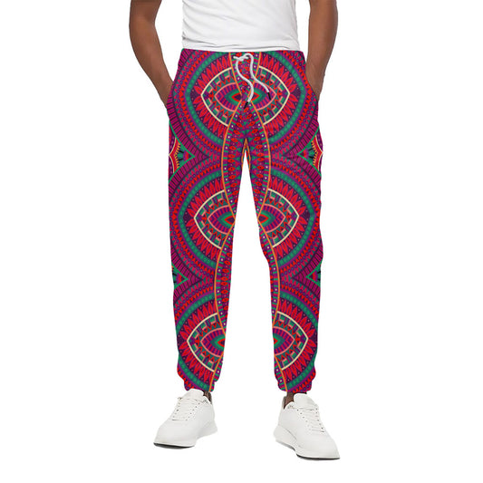Red Tribal Ethnic Mandala Print Cotton Pants