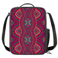 Red Tribal Ethnic Mandala Print Crossbody Lunch Bag