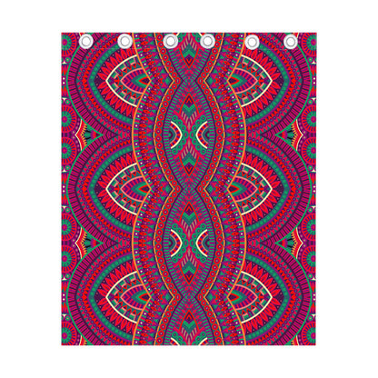Red Tribal Ethnic Mandala Print Curtain