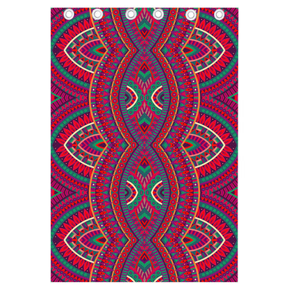 Red Tribal Ethnic Mandala Print Curtain