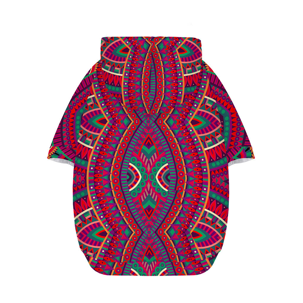 Red Tribal Ethnic Mandala Print Dog Zip Up Hoodie