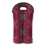 Red Tribal Ethnic Mandala Print Double Neoprene Wine Tote