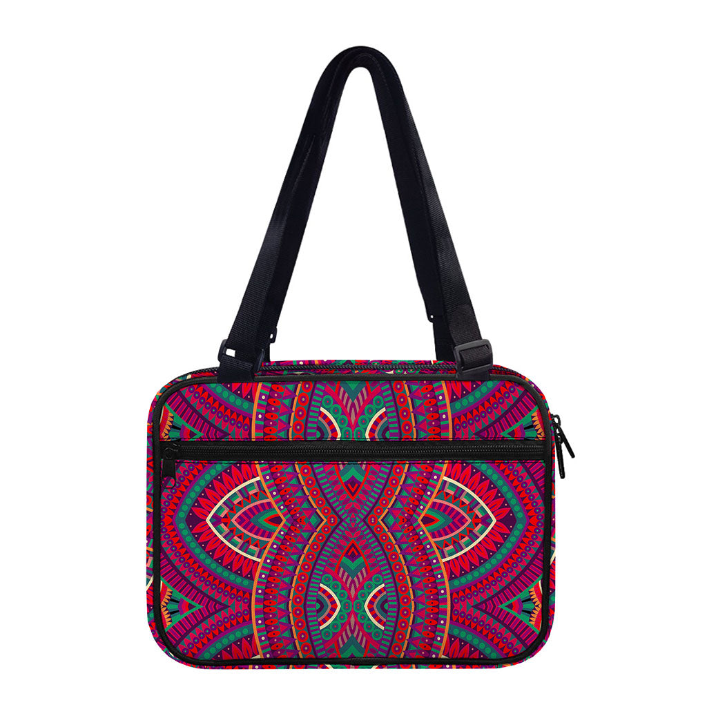 Red Tribal Ethnic Mandala Print Double Strap Bible Bag