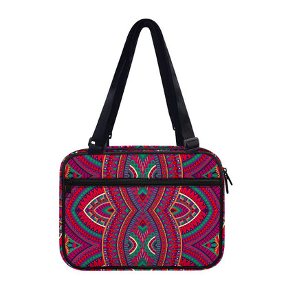 Red Tribal Ethnic Mandala Print Double Strap Bible Bag