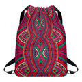 Red Tribal Ethnic Mandala Print Drawstring Backpack