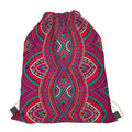 Red Tribal Ethnic Mandala Print Drawstring Bag