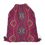 Red Tribal Ethnic Mandala Print Drawstring Bag