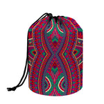 Red Tribal Ethnic Mandala Print Drawstring Makeup Bag
