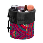 Red Tribal Ethnic Mandala Print Drawstring Makeup Bag