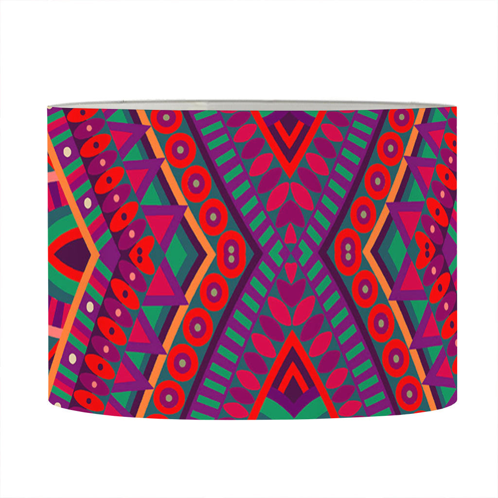 Red Tribal Ethnic Mandala Print Drum Lamp Shade