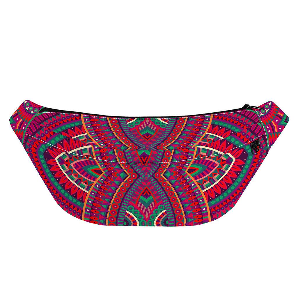 Red Tribal Ethnic Mandala Print Fanny Pack
