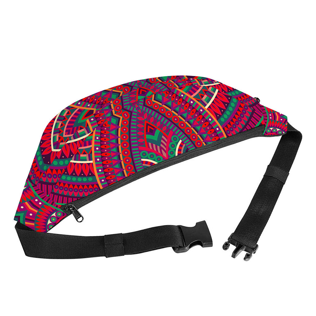 Red Tribal Ethnic Mandala Print Fanny Pack