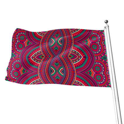 Red Tribal Ethnic Mandala Print Flag