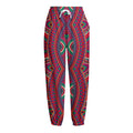Red Tribal Ethnic Mandala Print Fleece Lined Knit Pants