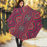 Red Tribal Ethnic Mandala Print Foldable Umbrella