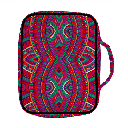 Red Tribal Ethnic Mandala Print Front Pocket Bible Bag