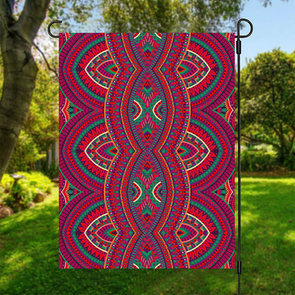 Red Tribal Ethnic Mandala Print Garden Flag