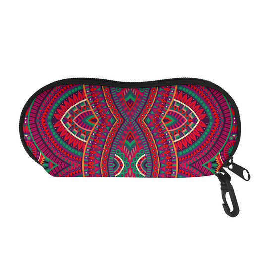 Red Tribal Ethnic Mandala Print Glasses Case